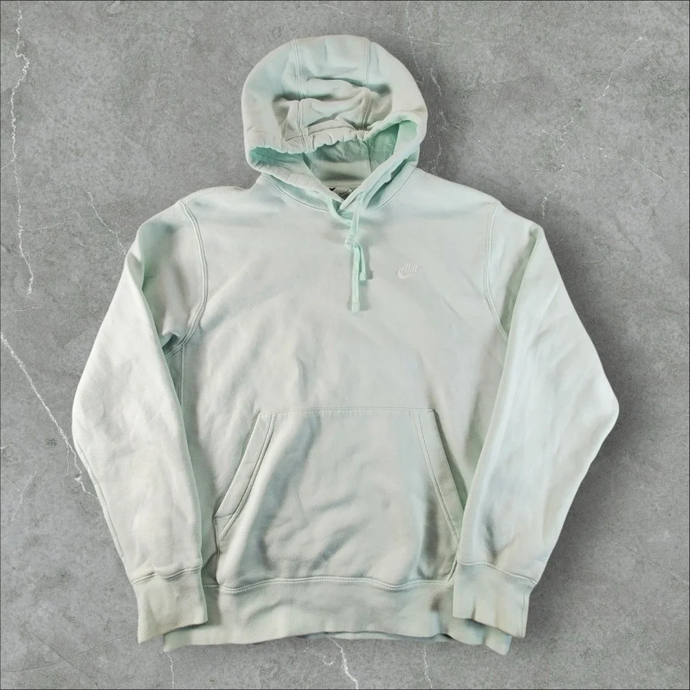 Nike Hoodie Mens Medium Mint Green Sportswear Club Fleece Pullover BV2654-394